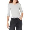 image:imageAmazon Essentials Womens SlimFit Long Sleeve Rib Knit Crew Neck Top Pack of 2Grey HeatherWhite