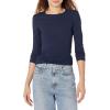 image:imageAmazon Essentials Womens SlimFit Long Sleeve Rib Knit Crew Neck Top Pack of 2NavyWhite