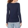 image:imageAmazon Essentials Womens SlimFit Long Sleeve Rib Knit Crew Neck Top Pack of 2NavyWhite