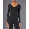 image:imageAmazon Essentials Womens SlimFit Long Sleeve VNeck Knit Rib Shirts Pack of 2Black