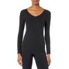 image:imageAmazon Essentials Womens SlimFit Long Sleeve VNeck Knit Rib Shirts Pack of 2Black