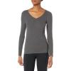 image:imageAmazon Essentials Womens SlimFit Long Sleeve VNeck Knit Rib Shirts Pack of 2BlackCharcoal Heather