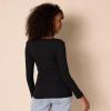 image:imageAmazon Essentials Womens SlimFit Long Sleeve VNeck Knit Rib Shirts Pack of 2Eggshell WhiteBlack