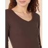 image:imageAmazon Essentials Womens SlimFit Long Sleeve VNeck Knit Rib Shirts Pack of 2Eggshell WhiteEspresso