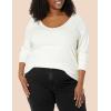 image:imageAmazon Essentials Womens SlimFit Long Sleeve VNeck Knit Rib Shirts Pack of 2Eggshell WhiteEspresso