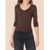 image:imageAmazon Essentials Womens SlimFit Long Sleeve VNeck Knit Rib Shirts Pack of 2Eggshell WhiteEspresso