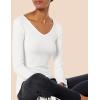 image:imageAmazon Essentials Womens SlimFit Long Sleeve VNeck Knit Rib Shirts Pack of 2White