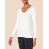 image:imageAmazon Essentials Womens SlimFit Long Sleeve VNeck Knit Rib Shirts Pack of 2White