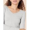 image:imageAmazon Essentials Womens SlimFit Long Sleeve VNeck Knit Rib Shirts Pack of 2WhiteGrey