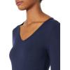 image:imageAmazon Essentials Womens SlimFit Long Sleeve VNeck Knit Rib Shirts Pack of 2WhiteNavy