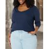 image:imageAmazon Essentials Womens SlimFit Long Sleeve VNeck Knit Rib Shirts Pack of 2WhiteNavy