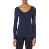 image:imageAmazon Essentials Womens SlimFit Long Sleeve VNeck Knit Rib Shirts Pack of 2WhiteNavy