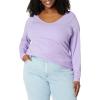image:imageAmazon Essentials Womens SlimFit Long Sleeve VNeck Knit Rib Shirts Pack of 2WhitePurple