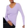 image:imageAmazon Essentials Womens SlimFit Long Sleeve VNeck Knit Rib Shirts Pack of 2WhitePurple