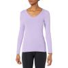 image:imageAmazon Essentials Womens SlimFit Long Sleeve VNeck Knit Rib Shirts Pack of 2WhitePurple