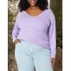 image:imageAmazon Essentials Womens SlimFit Long Sleeve VNeck Knit Rib Shirts Pack of 2WhitePurple