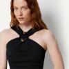image:imageAmazon Essentials Womens SlimFit Ribbed Halter Top with Resin DetailBlack