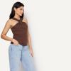 image:imageAmazon Essentials Womens SlimFit Ribbed Halter Top with Resin DetailChocolate
