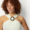 image:imageAmazon Essentials Womens SlimFit Ribbed Halter Top with Resin DetailCream