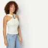 image:imageAmazon Essentials Womens SlimFit Ribbed Halter Top with Resin DetailCream
