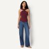 image:imageAmazon Essentials Womens SlimFit Ribbed Halter Top with Resin DetailDark Burgundy