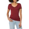 image:imageAmazon Essentials Womens SlimFit ShortSleeve VNeck TShirtBlackBurgundy