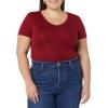 image:imageAmazon Essentials Womens SlimFit ShortSleeve VNeck TShirtBlackBurgundy
