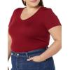 image:imageAmazon Essentials Womens SlimFit ShortSleeve VNeck TShirtBlackBurgundy