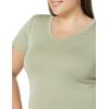 image:imageAmazon Essentials Womens SlimFit ShortSleeve VNeck TShirtBlackLight Sage Green