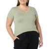 image:imageAmazon Essentials Womens SlimFit ShortSleeve VNeck TShirtBlackLight Sage Green