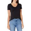image:imageAmazon Essentials Womens SlimFit ShortSleeve VNeck TShirtBlackWhite