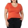 image:imageAmazon Essentials Womens SlimFit ShortSleeve VNeck TShirtCharcoal HeatherTomato Red