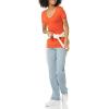 image:imageAmazon Essentials Womens SlimFit ShortSleeve VNeck TShirtCharcoal HeatherTomato Red