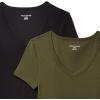 image:imageAmazon Essentials Womens SlimFit ShortSleeve VNeck TShirtDark OliveBlack