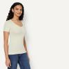 image:imageAmazon Essentials Womens SlimFit ShortSleeve VNeck TShirtOatmeal HeatherLight Pink