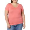 image:imageAmazon Essentials Womens SlimFit ShortSleeve VNeck TShirtWhiteDark Pink