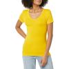 image:imageAmazon Essentials Womens SlimFit ShortSleeve VNeck TShirtWhiteLemon Yellow