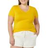 image:imageAmazon Essentials Womens SlimFit ShortSleeve VNeck TShirtWhiteLemon Yellow
