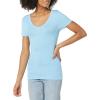 image:imageAmazon Essentials Womens SlimFit ShortSleeve VNeck TShirtWhiteLight Blue