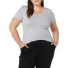 image:imageAmazon Essentials Womens SlimFit ShortSleeve VNeck TShirtWhiteLight Heather Grey