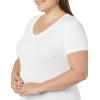 image:imageAmazon Essentials Womens SlimFit ShortSleeve VNeck TShirtWhiteTan Heather