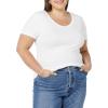 image:imageAmazon Essentials Womens SlimFit ShortSleeve VNeck TShirtWhiteTan Heather