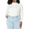 image:imageAmazon Essentials Womens SlimFit Stretchy Layering Long Sleeve Knit Rib Turtleneck Top Available in Plus Size Pack of 2Eggshell WhiteBlack