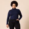 image:imageAmazon Essentials Womens SlimFit Stretchy Layering Long Sleeve Knit Rib Turtleneck Top Available in Plus Size Pack of 2NavyWhite