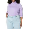 image:imageAmazon Essentials Womens SlimFit Stretchy Layering Long Sleeve Knit Rib Turtleneck Top Available in Plus Size Pack of 2WhitePurple