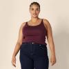 image:imageAmazon Essentials Womens SlimFit Thin Strap Tank TopBurgundyCharcoal Heather