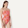 image:imageAmazon Essentials Womens Squareneck OnePiece SwimsuitBright Poppy Red Folk Floral