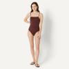 image:imageAmazon Essentials Womens Squareneck OnePiece SwimsuitDeep Brown