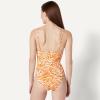 image:imageAmazon Essentials Womens Squareneck OnePiece SwimsuitRust Orange Abstract Palms