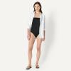 image:imageAmazon Essentials Womens Squareneck OnePiece SwimsuitWashed Black